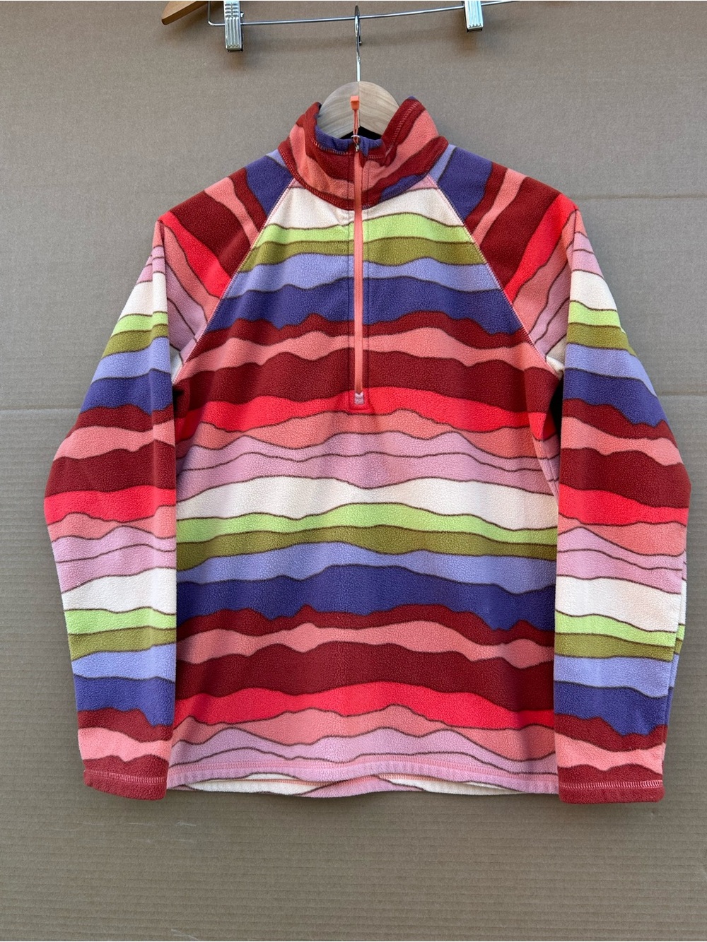 Eddie Bauer Fleece Pullover Sweater 1/4 Zip Women’s medium Multicolor Landscape